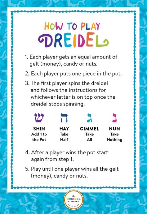 Dreidel rules and instructions