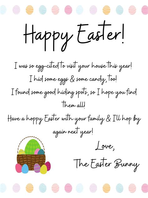 Easter Bunny Letter Examples for Kids