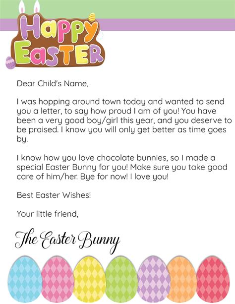 Easter Bunny Letter Templates for Children