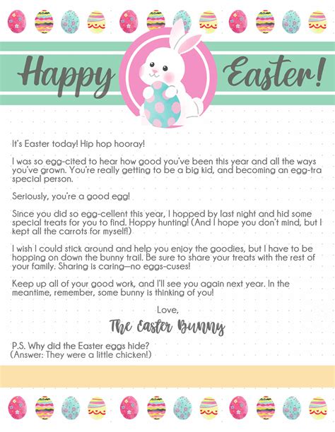 Easter Bunny Letter Templates for Kids