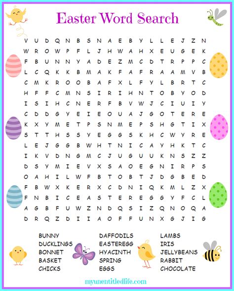 Easter Word Search Printables for Relaxation