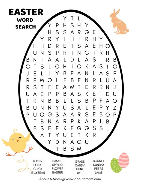 Easter Word Search Printables with Answers