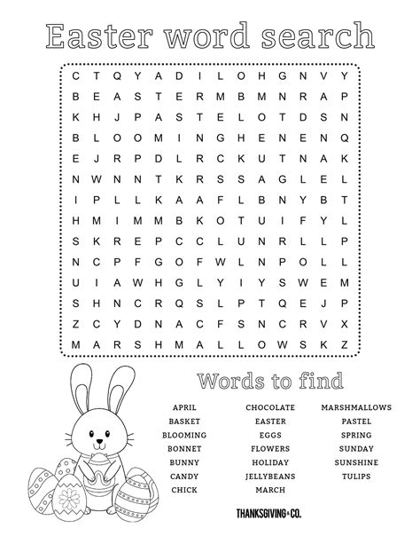 Easter Word Search Printables with Pictures