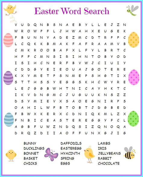 Easter Word Search Printables with Themes