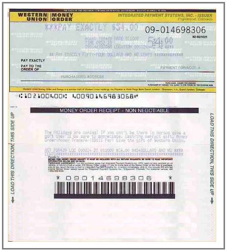 Description of Editable Money Order Template