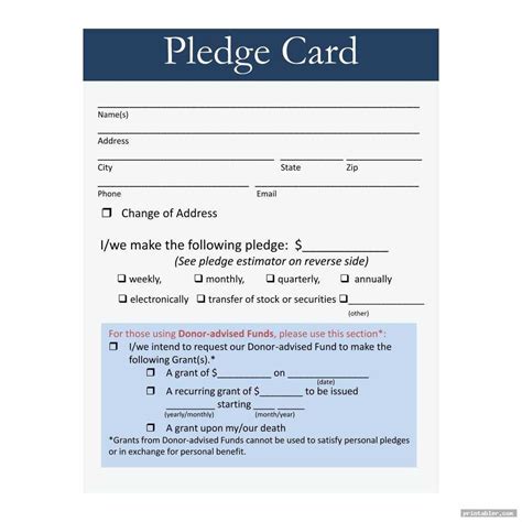 Editable Pledge Card