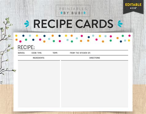 Editable Recipe Card