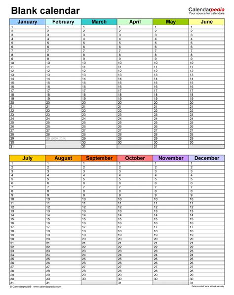 effective 6-month printable calendar use