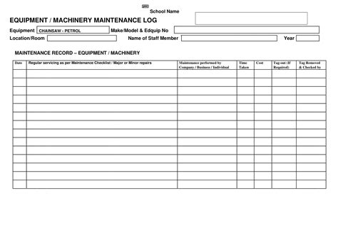 Features of an Effective Equipment Maintenance Log