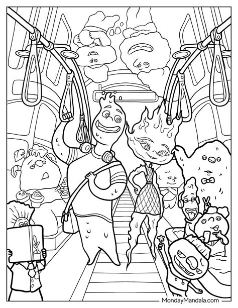 Elemental coloring pages with patterns