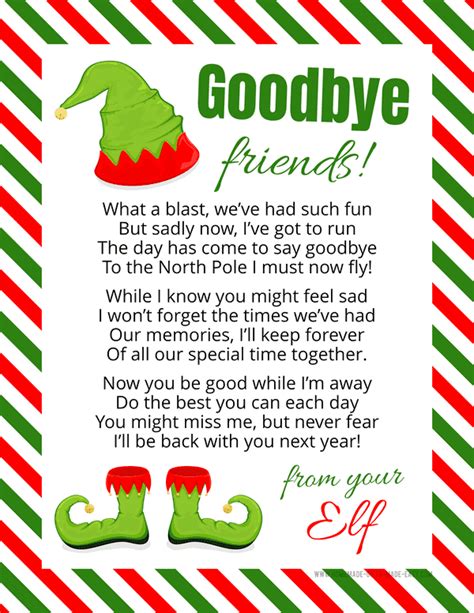 Elf Goodbye Letter Template