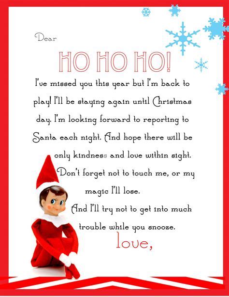 Elf on the Shelf letter template