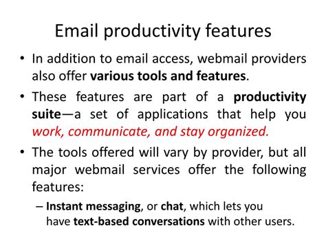 Email productivity features