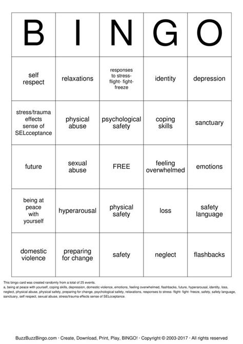 Emotions Bingo for Adults