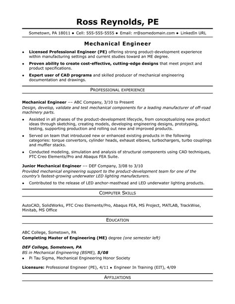 Engineer Resume Template Classification