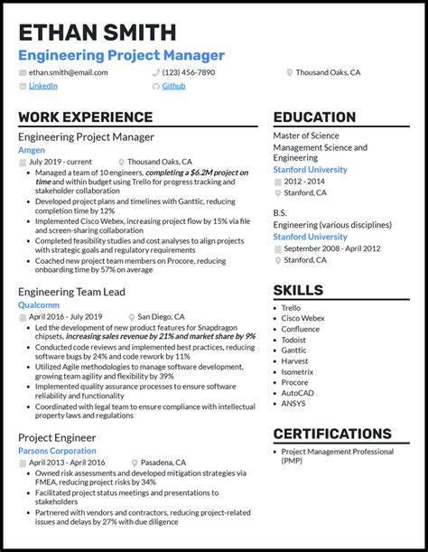 Engineering Manager Resume Achievements