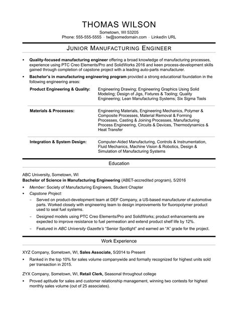 Entry-Level Manufacturing Professional Resume Template