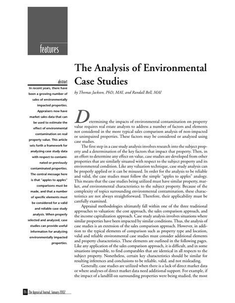 Description of Environmental Case Studies