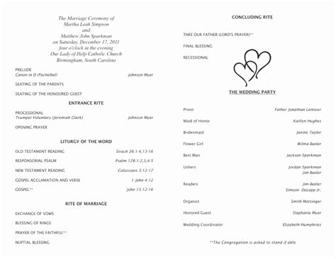 Example of an Episcopal Wedding Program