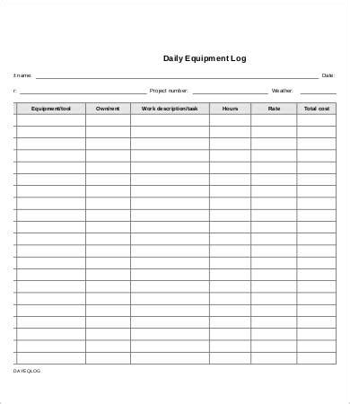 Equipment log templates benefits