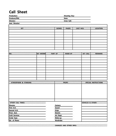 5 Essential Call Sheet Templates