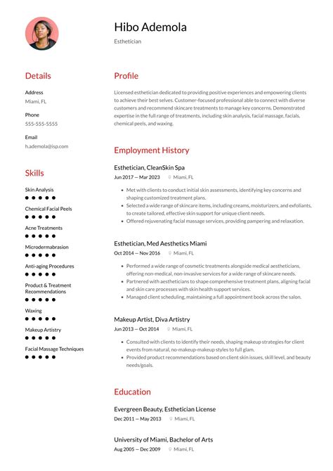 Esthetician Resume Template 7