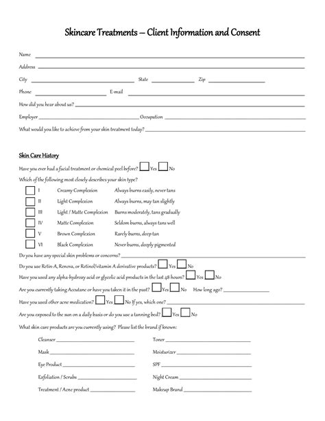 Esthetician Treatment Consent Form