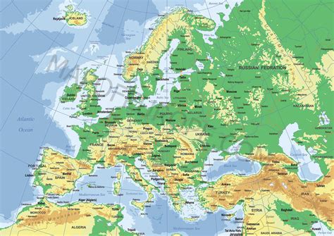 Europe geographical map