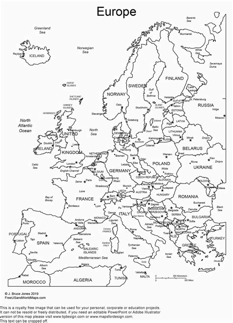 Europe map black white printable benefits