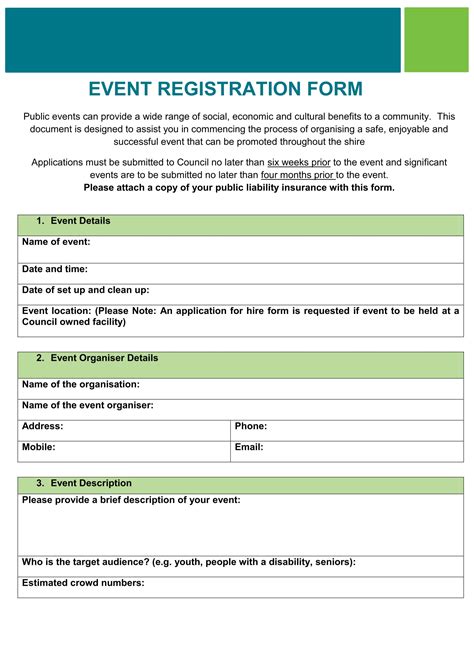 Event Form Template Format