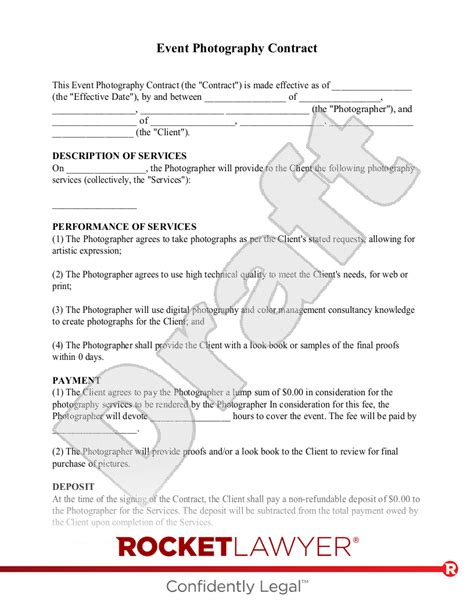 Event photography contract template