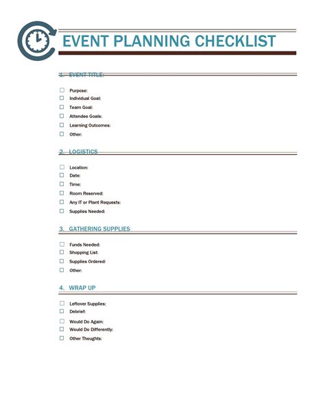 Event planning checklist template Word free