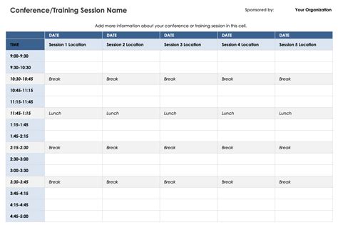 Event planning tally sheet