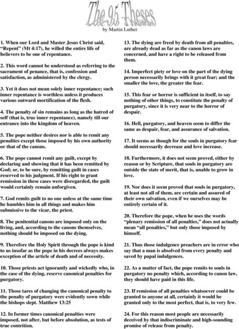 Examples of 5 theses printables