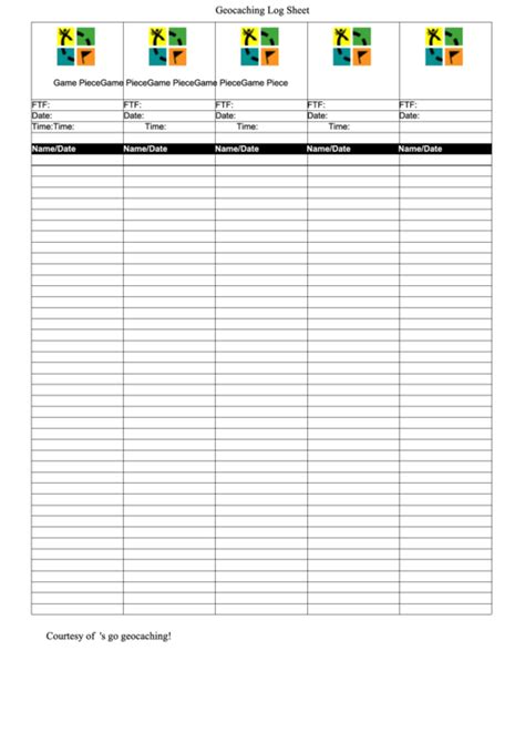 Examples of geocache log printables