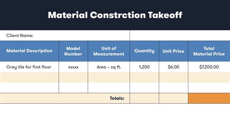 Excel Template for Construction Material Take Off