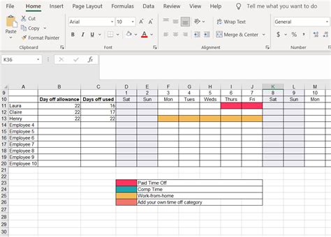 Excel Time Off Tracker