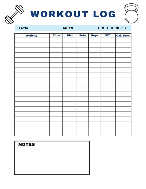 Example of exercise log