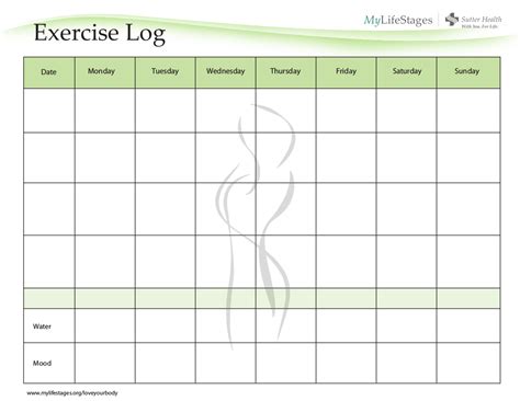 Setting up exercise log