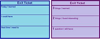 Physical education exit ticket example