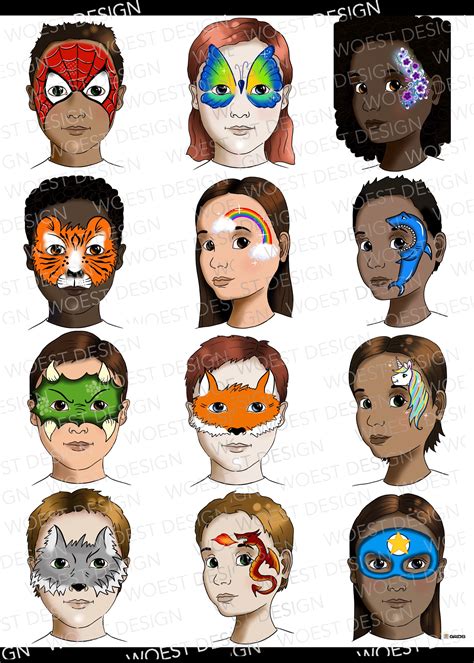 Face paint template design ideas