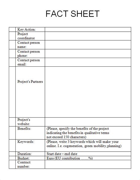 Fact Sheet Template 7