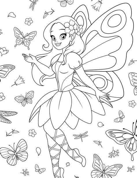 Fairy coloring pages for kids and adults