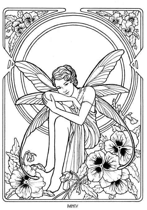 Fairy coloring pages for adults and relaxation