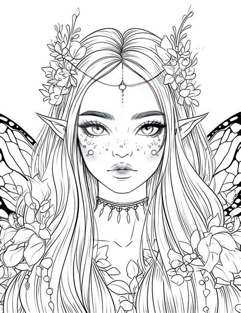 Fairy coloring pages for developing creativity