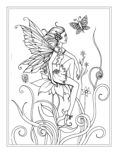 Fairy coloring pages with gardens