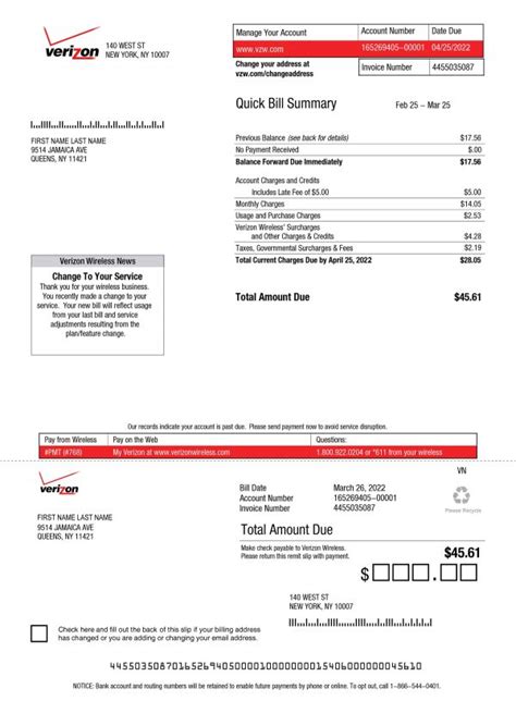 Fake Cell Bill Templates Example