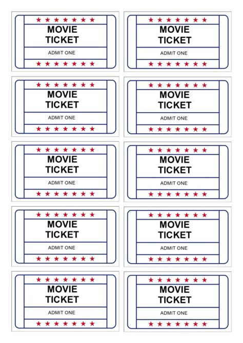 Fake movie tickets printables