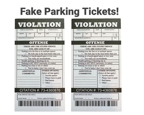 Fake parking ticket template