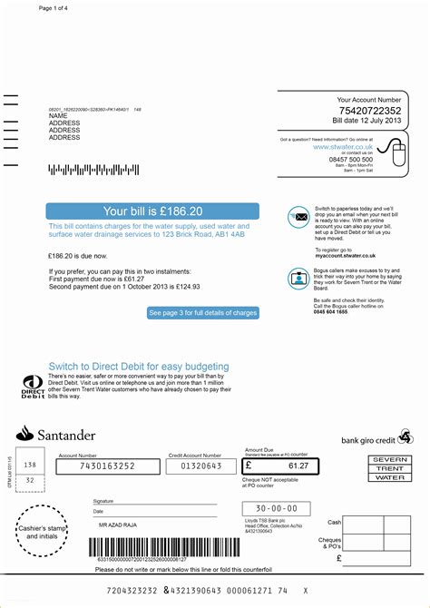 Fake Water Bill Template Design